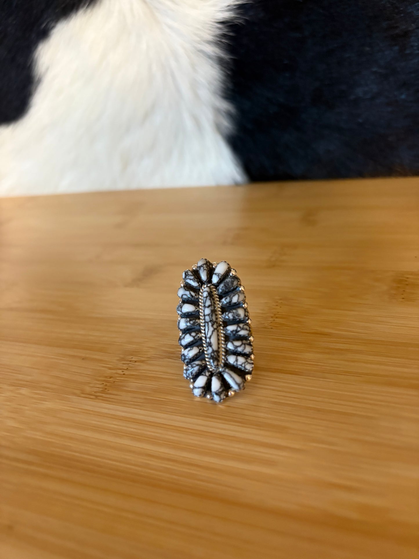 White Buffalo Cluster Ring